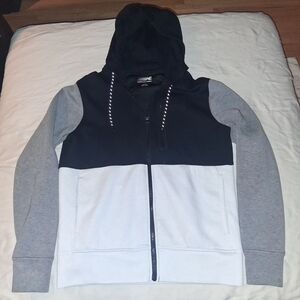 American Eagle Outfitters Black and Gray Zip-Up Sweater